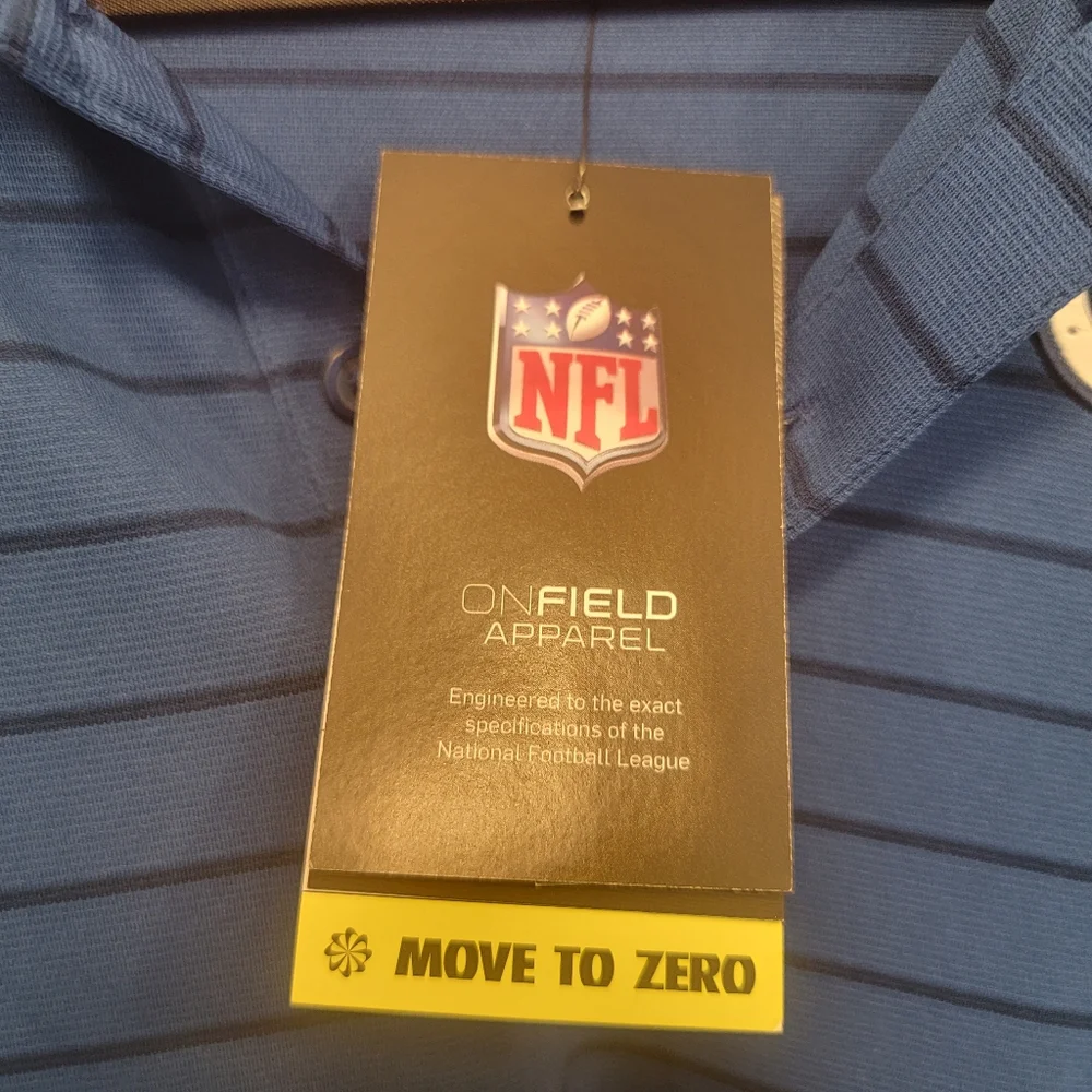 Nike Colts Dri Fit Striped Polo Blue On Field Size Medium NWT